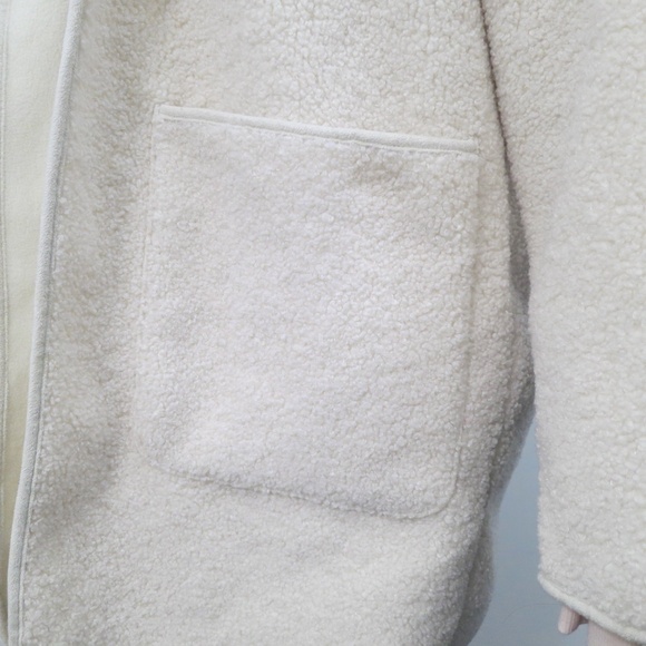 Joie Borg Teddy Sherpa Hooded Open Cardigan Jacket Vanilla Ivory Size M - Picture 6 of 13